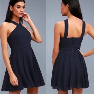 LULU’s Navy Blue Forevermore Skater Dress